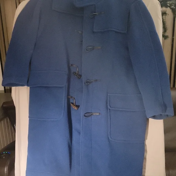 Classic Men's Blue Hooded Trench Coat